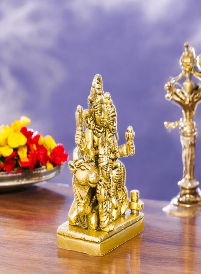 SHANTI تمثال شانتي النحاسي لشيفا بارفاتي مع عائلته، مناسب للعبادة المنزلية، هدية مثالية للمنزل الجديد، ارتفاعه 3.4 بوصة - Image 2